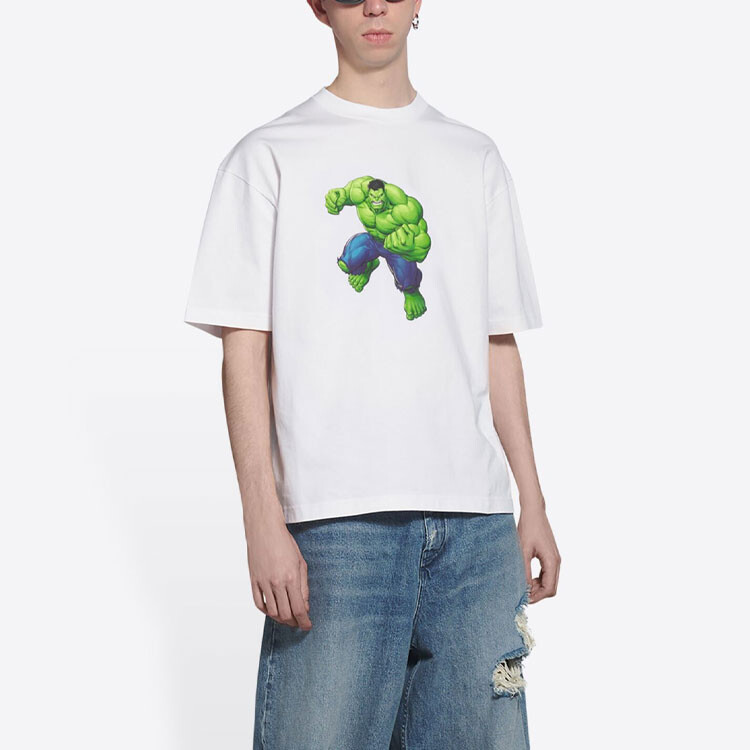 Мужская футболка Hulk 2021 MARVEL средней посадки Balenciaga, белый — фото 3