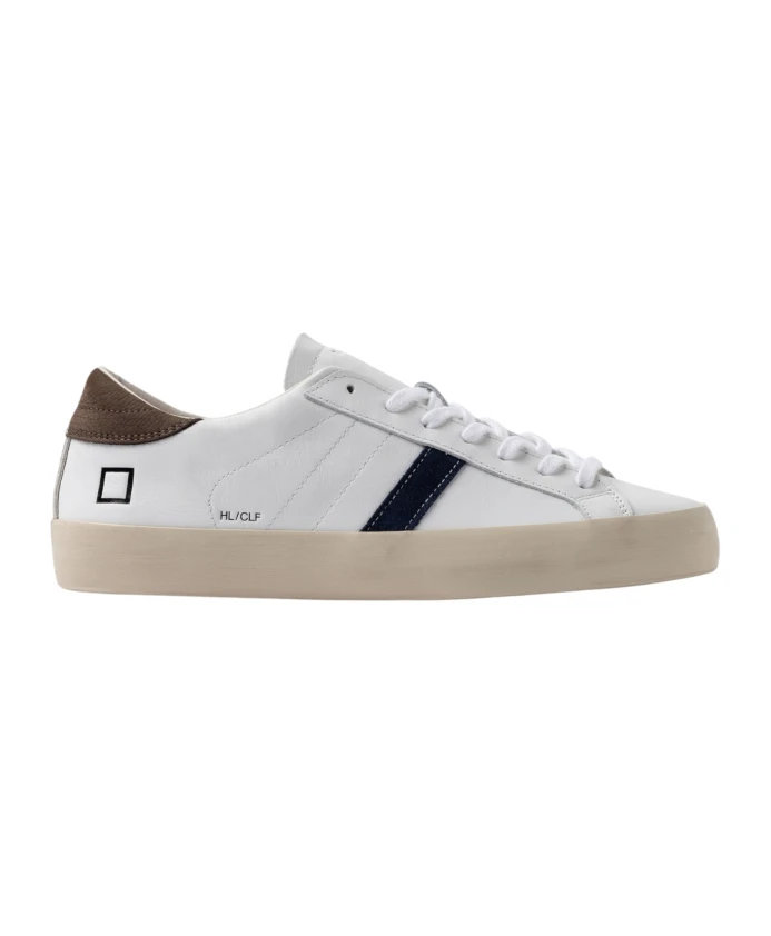 

Белые низкие кроссовки с синими и коричневыми деталями D.A.T.E., белый