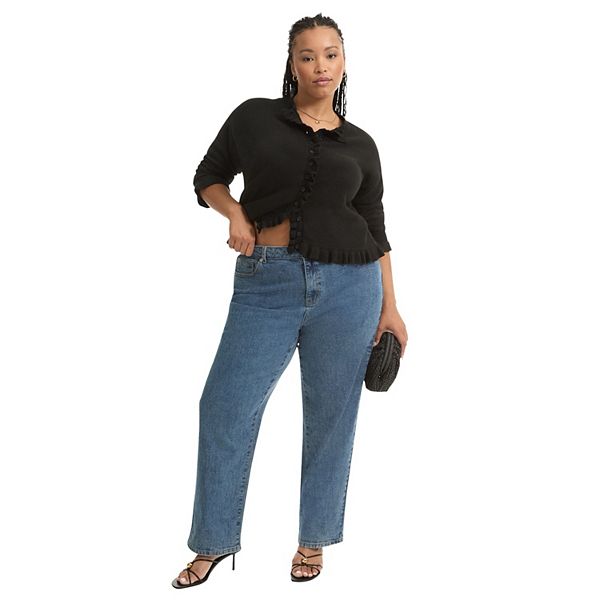 

Женские джинсы plus size curvie-fit с высокой посадкой и прямыми штанинами June & Vie