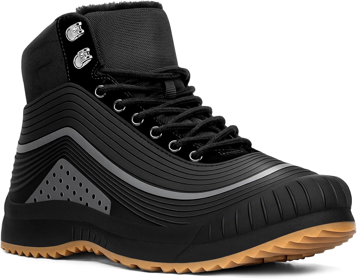 

Зимние ботинки ulogu для мужчин и женщин丨Утепленные водонепроницаемые сапожки с меховой подкладкой丨Легкие зимние ботинки с противоскользящей подошвой, черный/серый