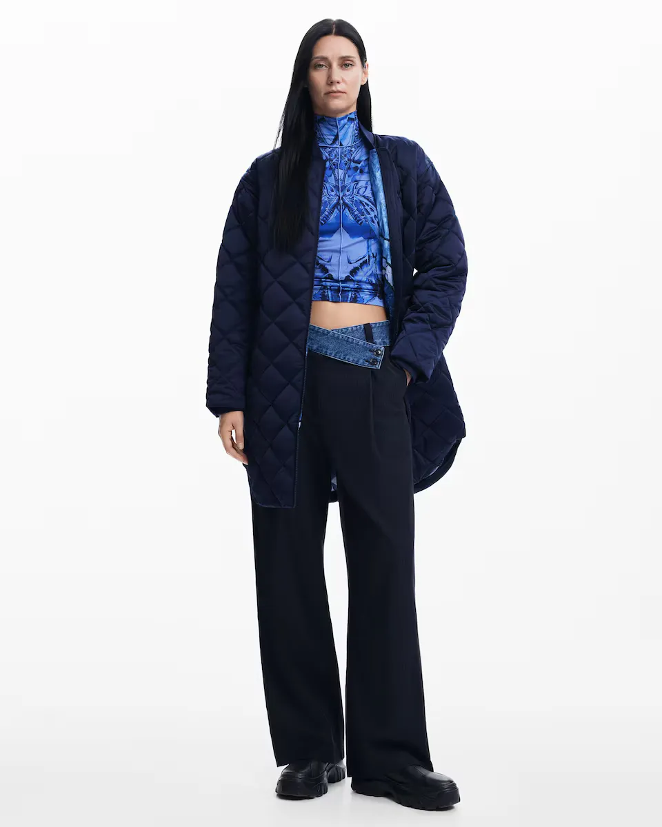 

Длинный женский пуховик на молнии Desigual, синий