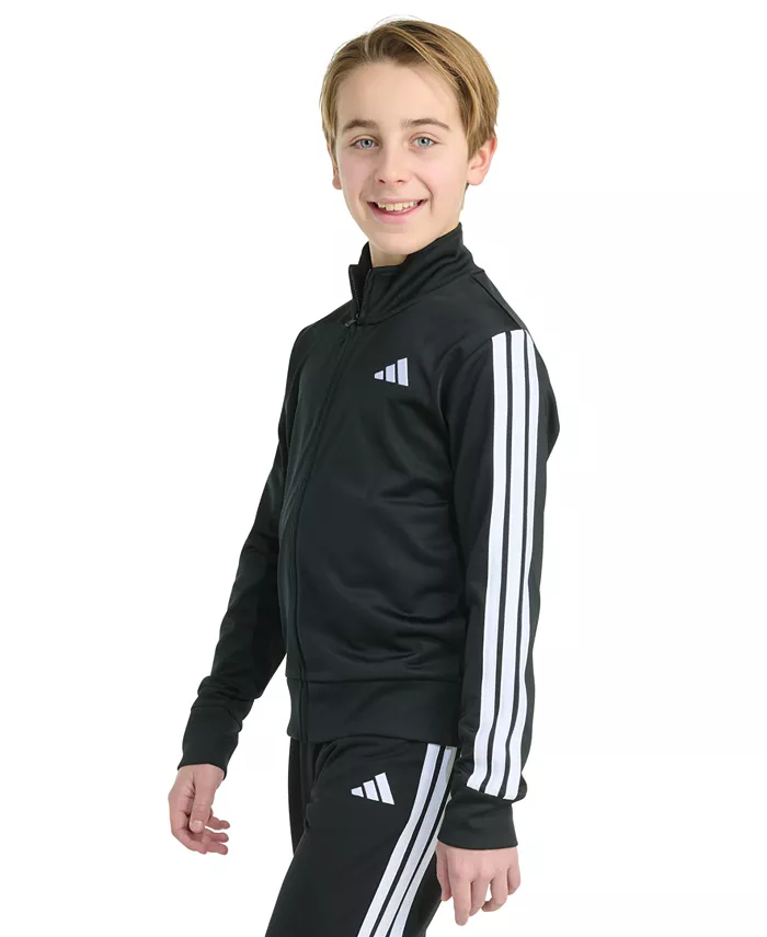 Большая детская трикотажная куртка с длинным рукавом на молнии Essential adidas, черный — фото 3