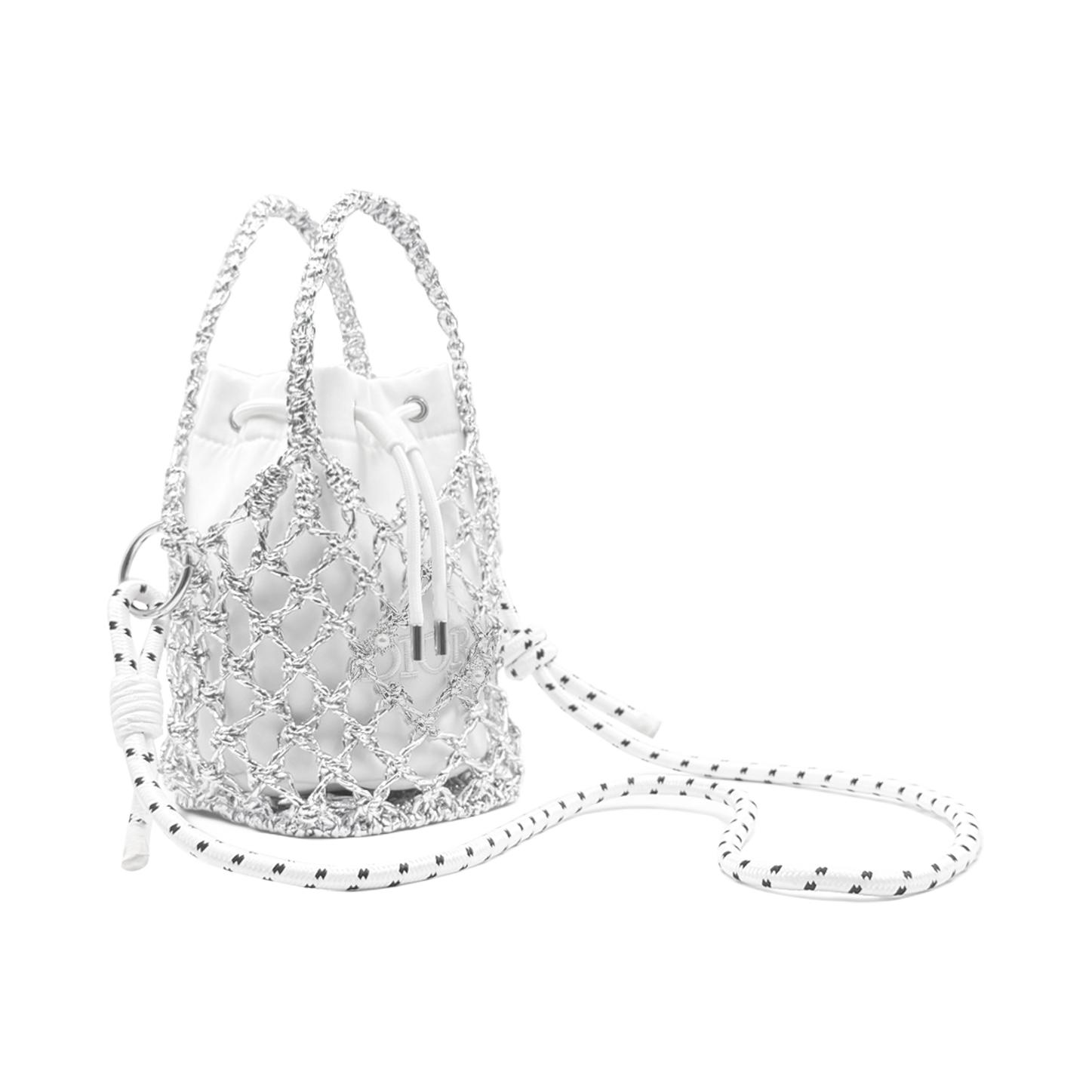 Сумочка-косметичка DIOR с сетчатым покрытием, серебристо-белый — фото 3