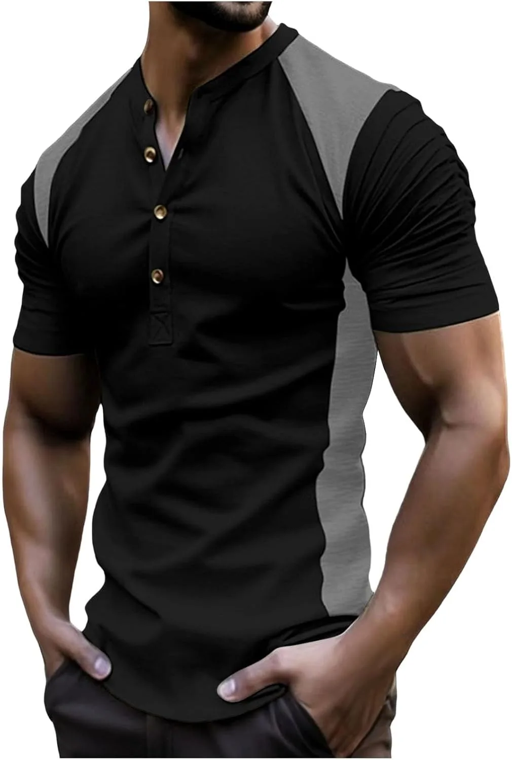 

Мужская футболка Henley с коротким рукавом и пуговицами