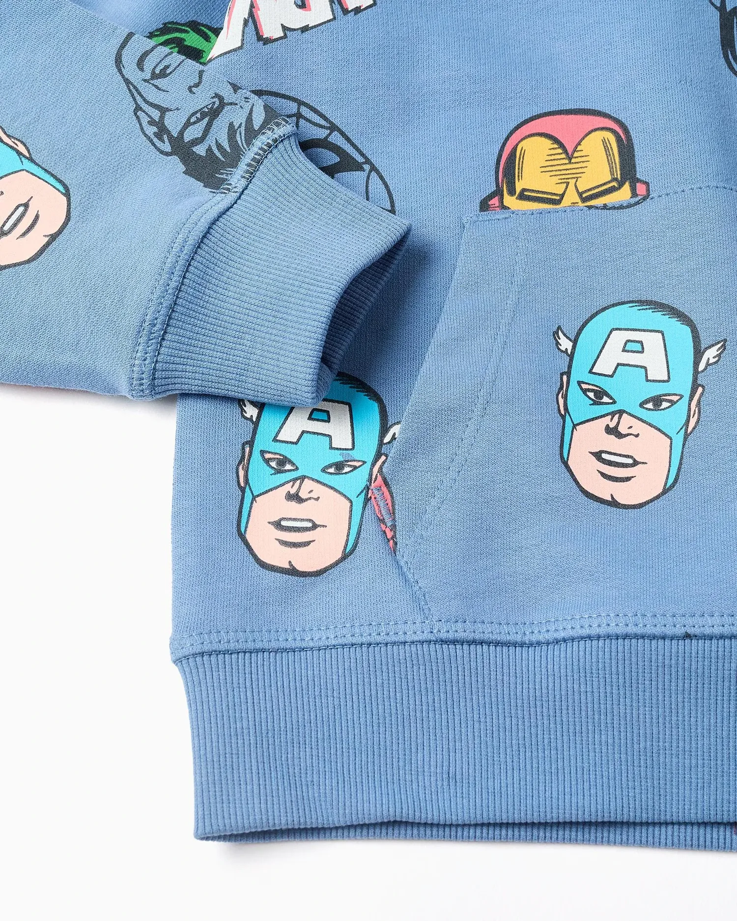 Детская хлопковая толстовка с капюшоном и мотивом Marvel Zippy, синий — фото 4