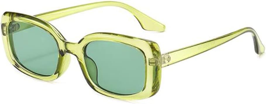 

Солнцезащитные очки с металлическими шарнирами, маленькая оправа, черные, для мужчин и женщин, желейного цвета, симпатичные, с защитой от УФ-излучения Angelastore, Transparent Green Frame Green Flakes