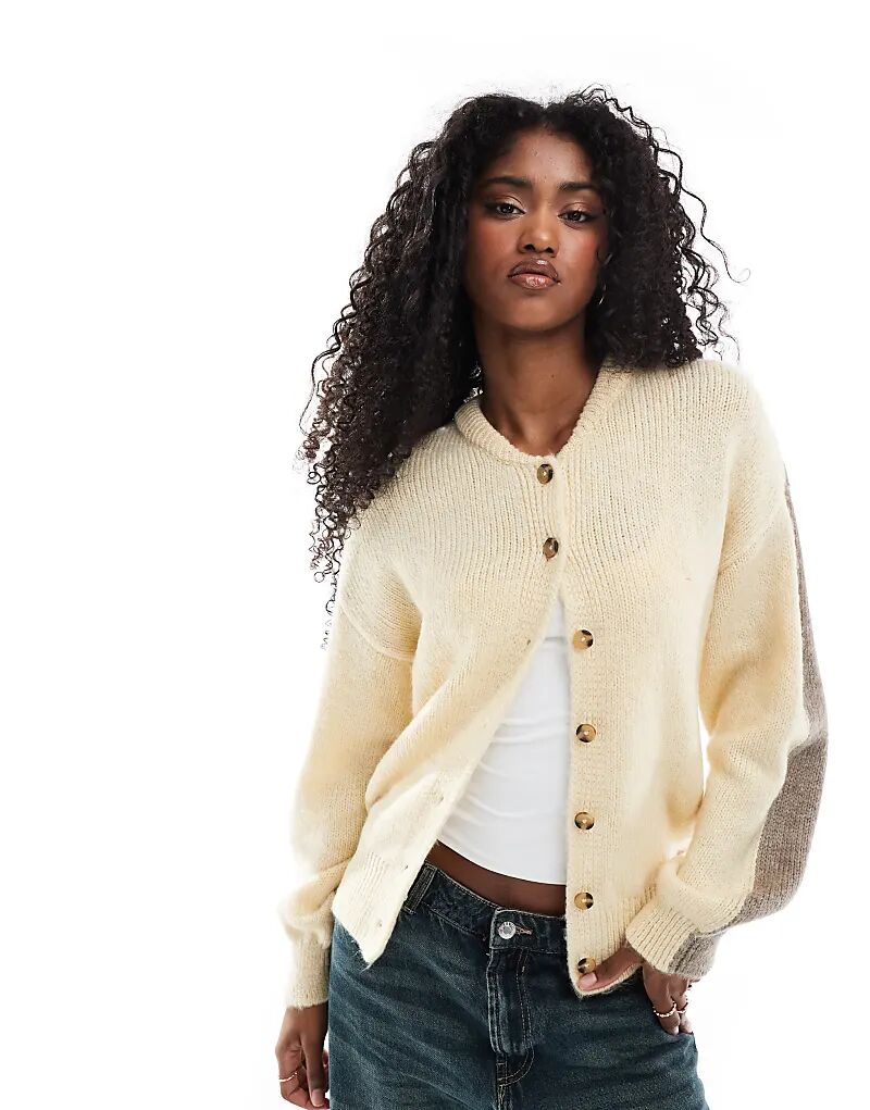 

Удлиненный кардиган с круглым вырезом в цветных блоках ASOS DESIGN