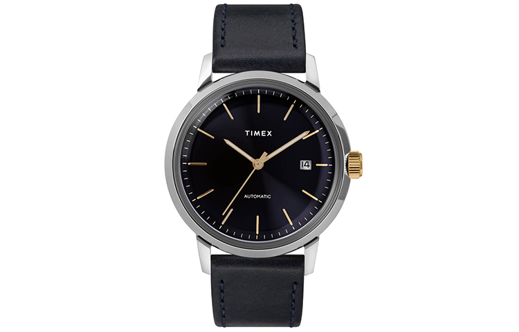 

TIMEX Часы MARLIN Collection Wrist Watch Automatic Mechanical Movement Leather Strap 40mm Black Dial Men's Watch, Black Dial