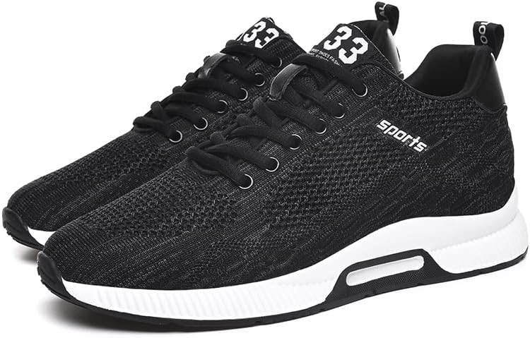 

Мужские кроссовки ELSHTIDE с шнуровкой, модные, невидимые для увеличения роста, 6 см, легкие повседневные кроссовки для бега, черный