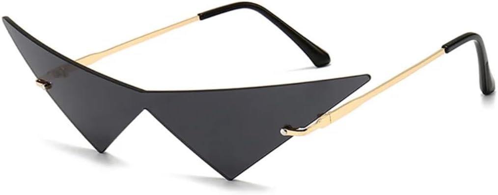 

Большие треугольные цельные женские солнцезащитные очки в винтажном стиле без оправы с прозрачными линзами цвета океана, модные мужские очки «кошачий глаз» UATXTAU, Golden Gray