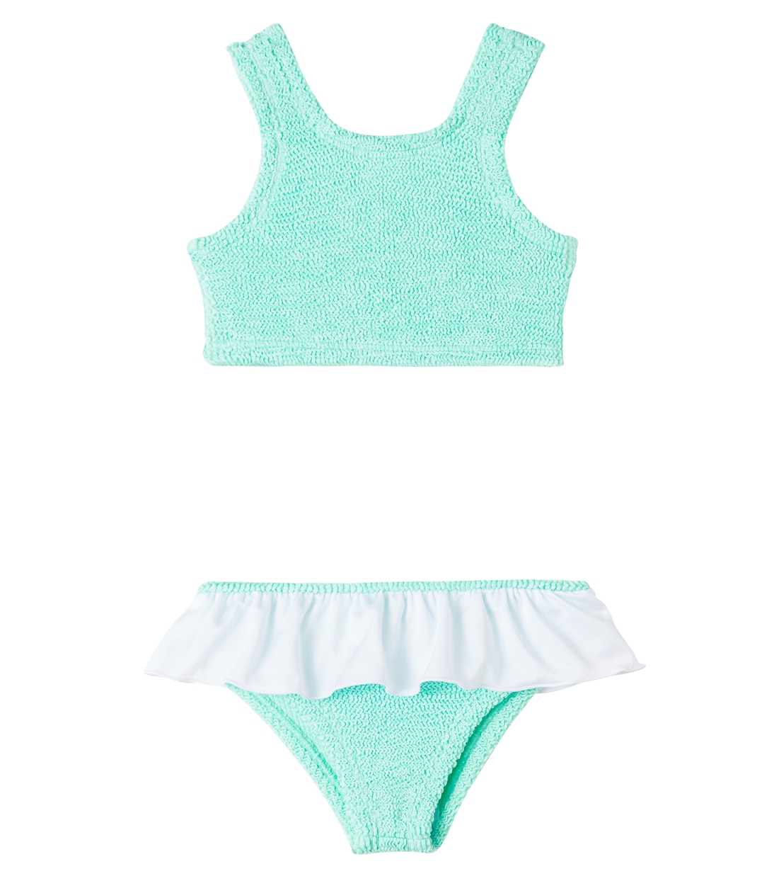 

Оливковый купальник с рюшами Hunza G Kids, Metallic Mint