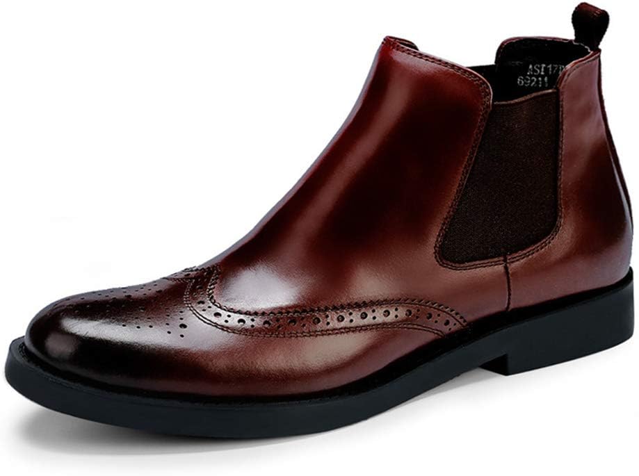 

Мужские челси ботинки, стильные повседневные рабочие броги, формальные туфли с заостренным носком, дышащие ботинки до щиколотки, красные, размер 43/UK 8.5/US 9 JLFZC, красный