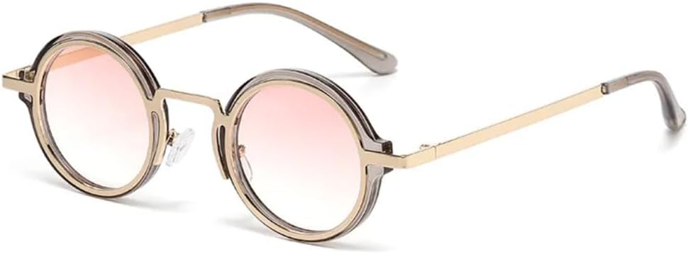 

Ретро круглые панк-солнцезащитные очки для женщин, модные градиентные леопардовые очки, очки цвета чайного дерева, защита от УФ-излучения UV400 для мужчин TVTBBVV, Gold Champagne Pink