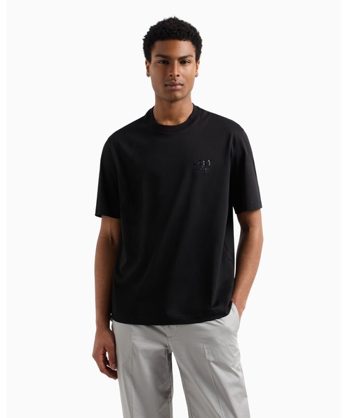 

Футболка с коротким рукавом, круглым вырезом и логотипом, A|X Armani Exchange, черный