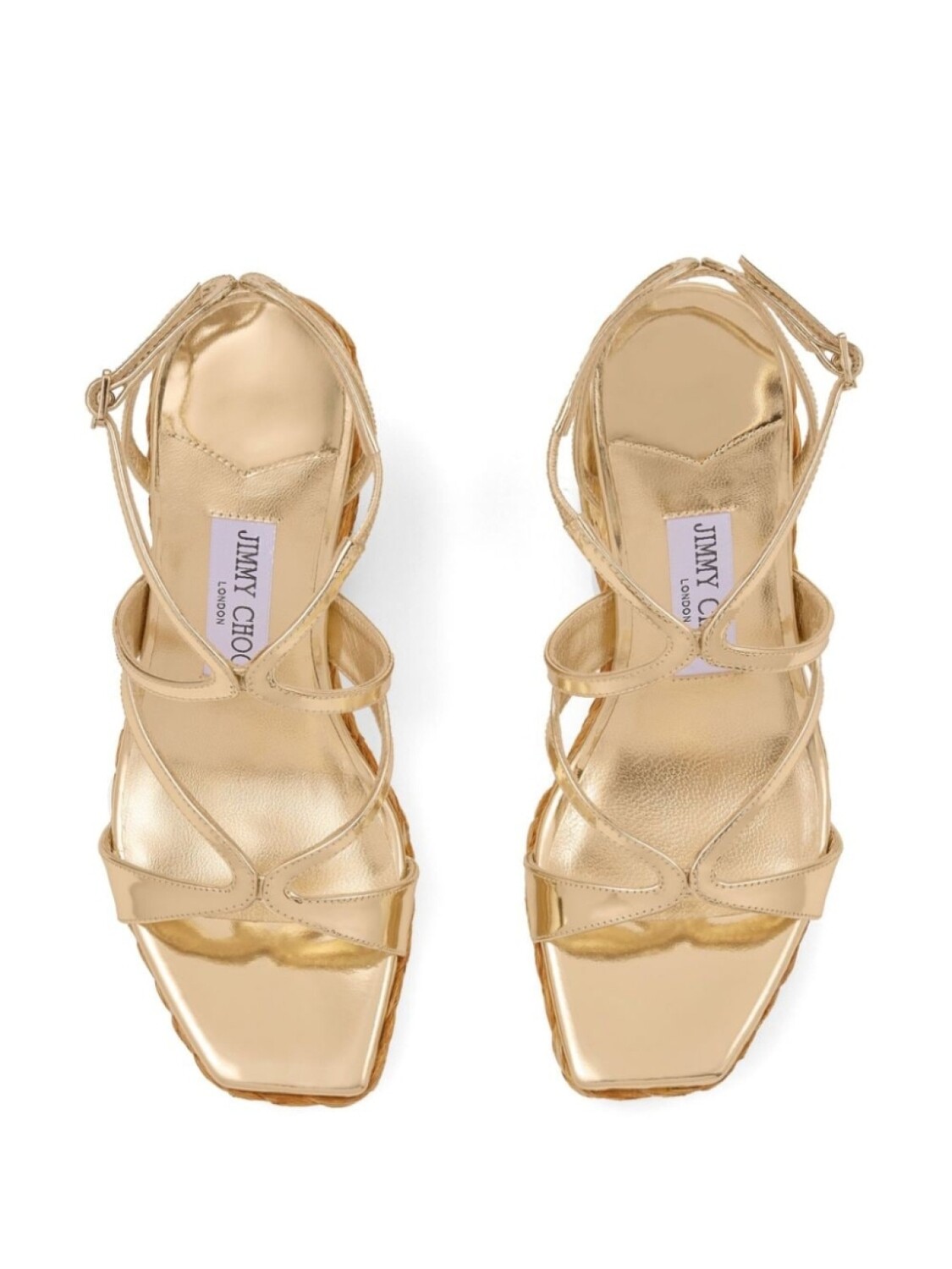 Jimmy Choo босоножки Ayla 110 на танкетке, золотистый — фото 4