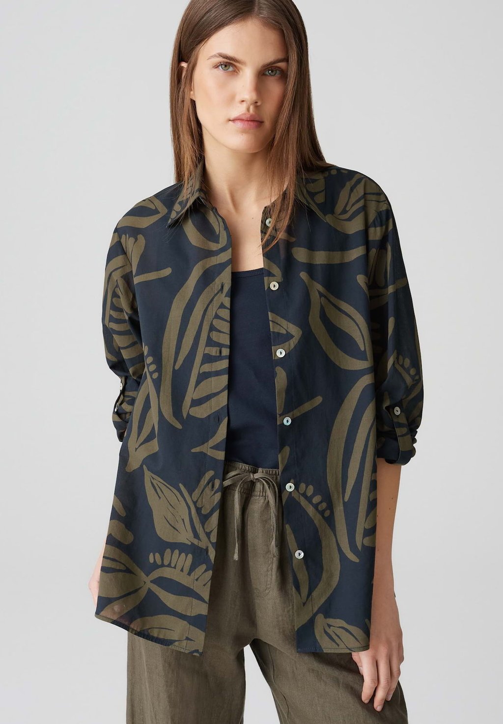 

Блузка на пуговицах LOOSE FIT TWO TONE PRINT OPUS, синий