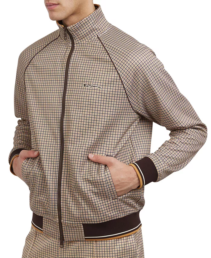 

Мужская классическая худи на молнии в клетку "гусиная лапка" Ben Sherman, золотой