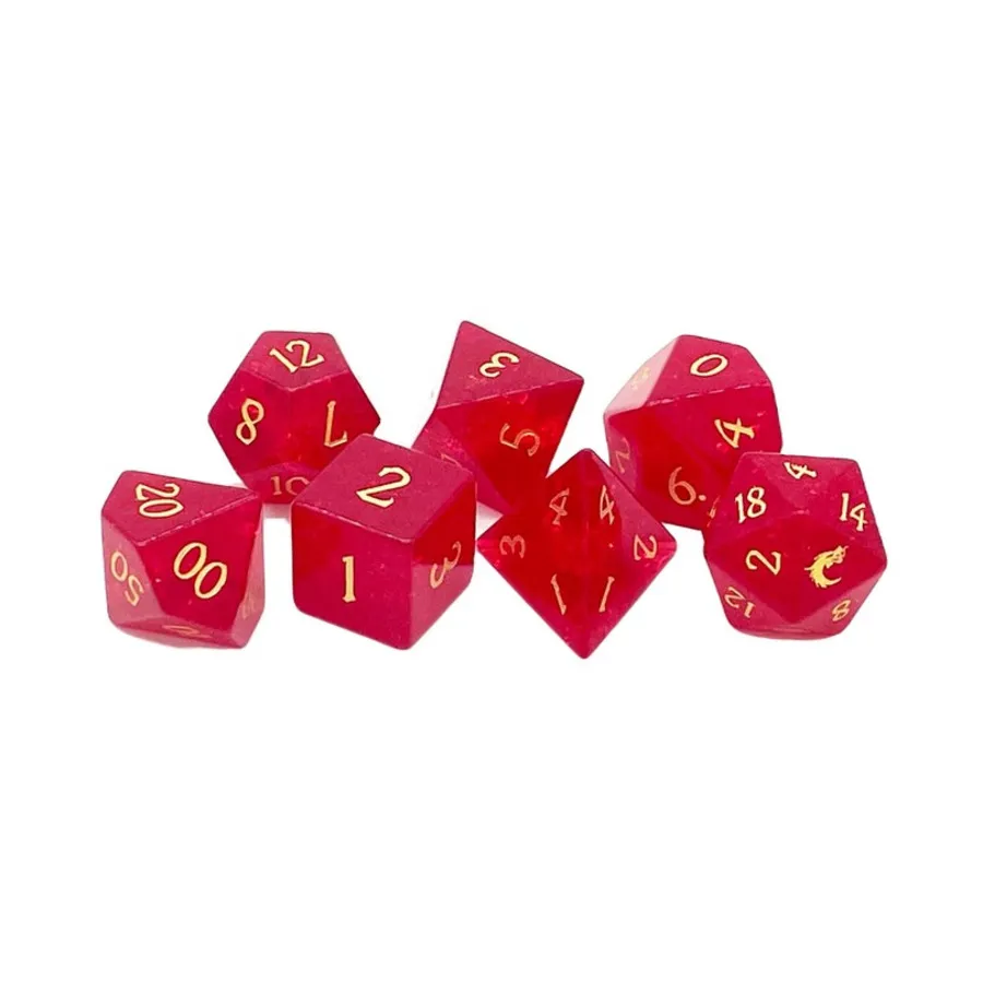 

Набор Poly — Blast Glass, рубиново-красный с золотом (7), Gemstone Dice (Old School Dice & Accessories)