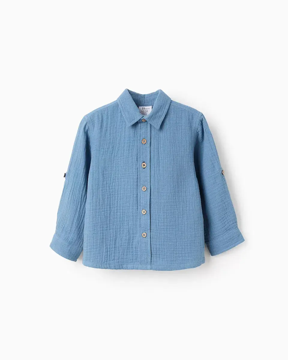 

Рубашка для мальчика из 100% хлопка Bambula Zippy, синий