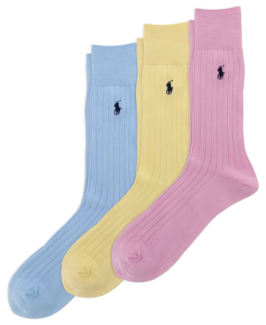 Мужские носки из египетского хлопка Polo Ralph Lauren, Blue/Yellow/Pink