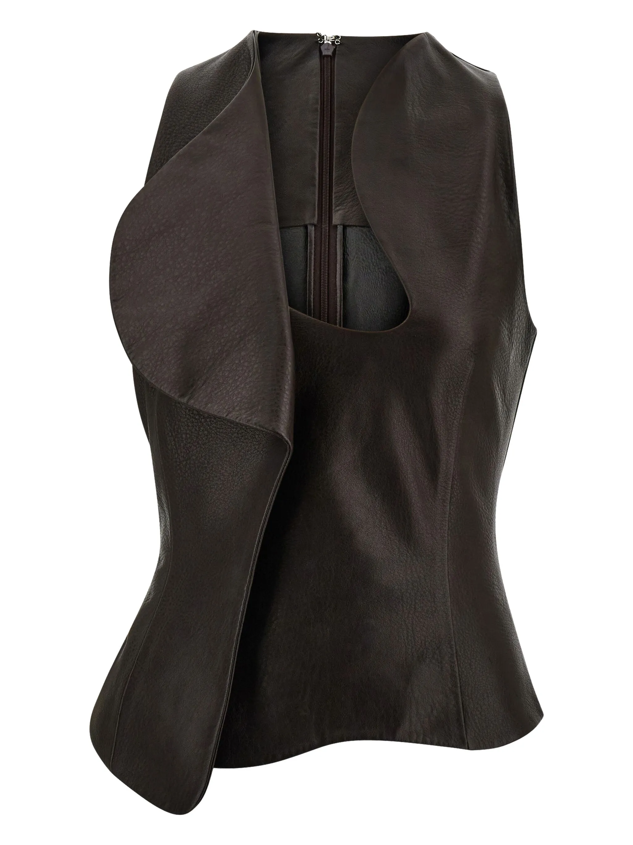 

Кожаный топ Ferragamo, коричневый