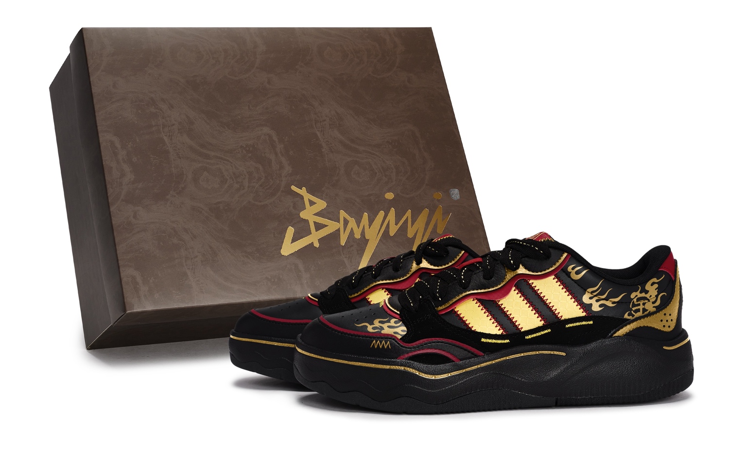 

Adidas Lite Shuffle 811 Manufacturing, Jinrui Pengou, специальная коробка для обуви, низкие кеды для скейтбординга Unisex черный красный золотой