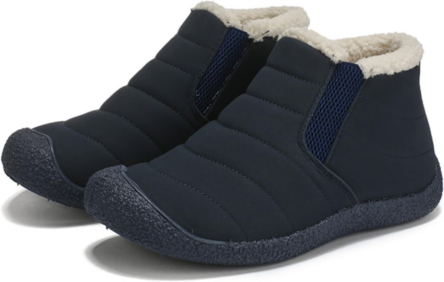 

Мужские зимние ботинки до щиколотки - с меховой подкладкой, водонепроницаемые, без шнурков, с противоскользящей и водоотталкивающей поверхностью, идеально подходят для прогулок на природе и повседневной носки Aokisx, синий