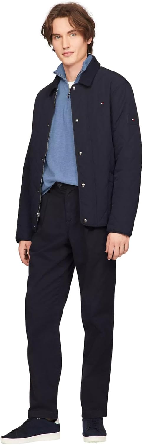 Мужской свитер TOMMY HILFIGER с воротником-стойкой и молнией 1/4, синий, размер L, The Blue Heather — фото 2
