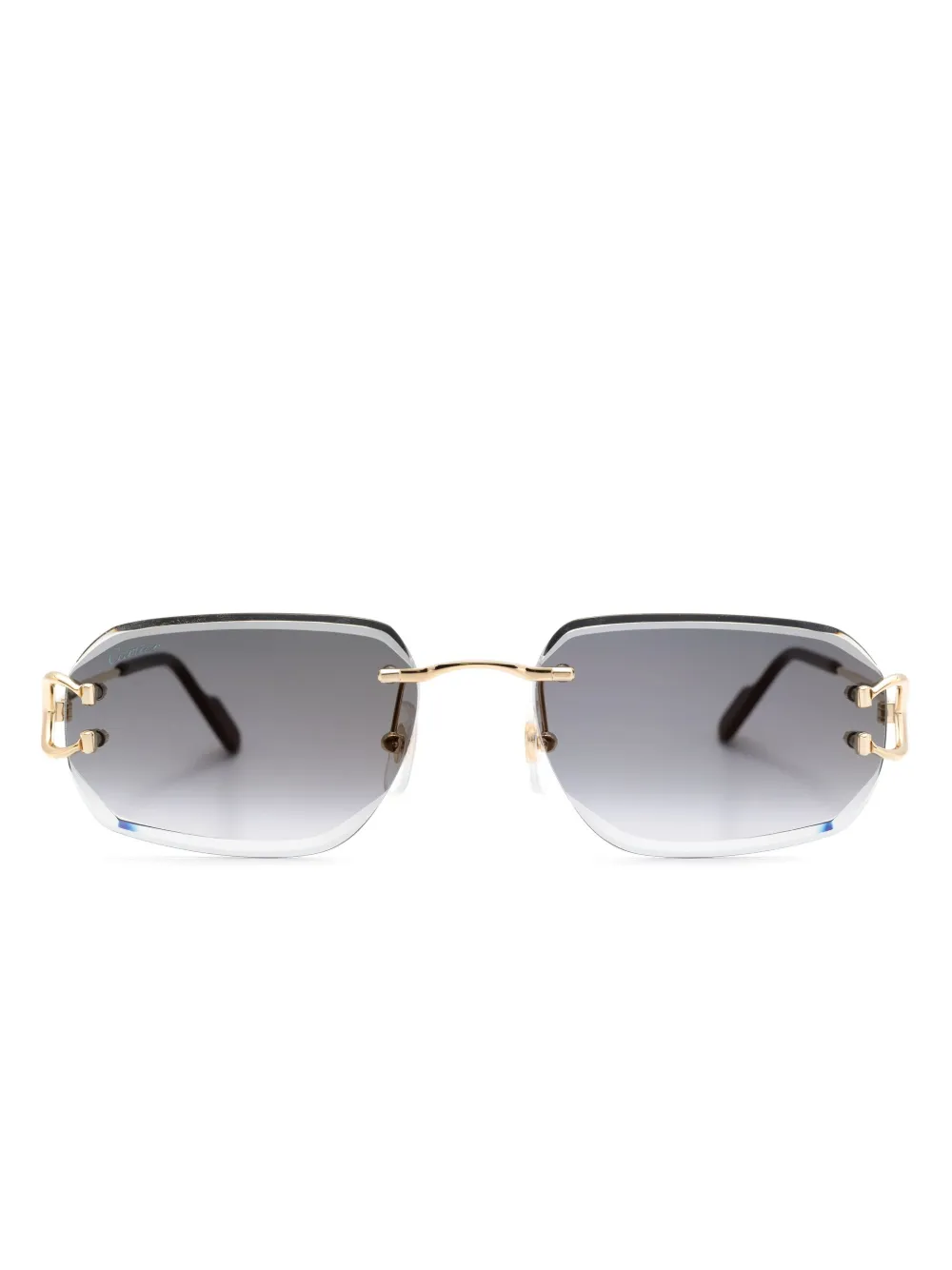 

Солнцезащитные очки в безободковой прямоугольной оправе Cartier Eyewear, золотой