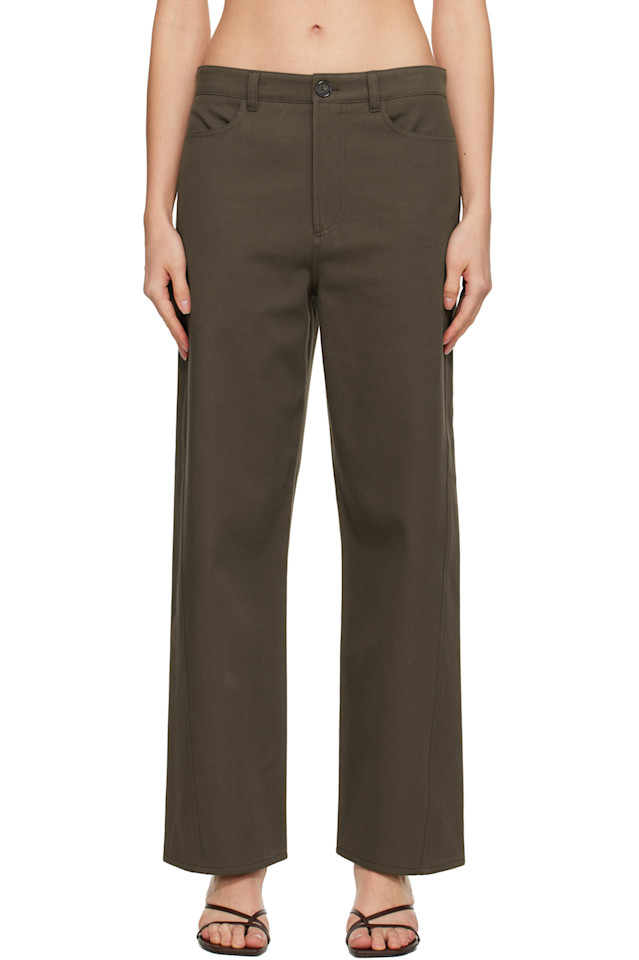 

Toteme Коричневые свободные брюки с перекрученным низом