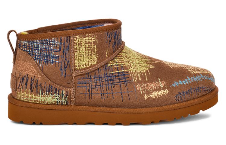 Мужские угги UGG The Elder Statesman X Classic Ultra Mini короткие с вышивкой, коричневый — фото 3