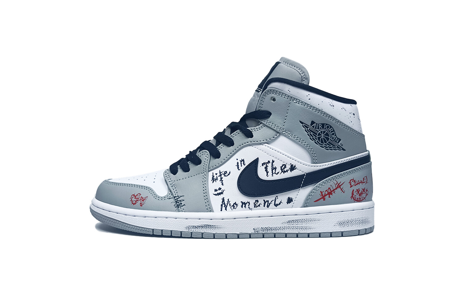 

Кроссовки Air Jordan 1 Vintage Basketball Shoes Men Mid-top Grey/white, серый