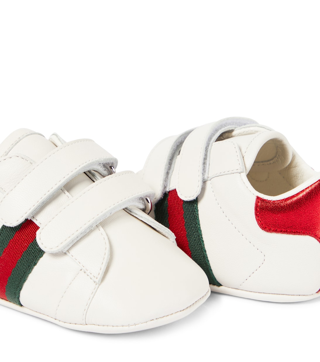 Кожаные кроссовки Baby Ace Gucci Kids, G.Wh/Vrv/Ross/Br.Sha — фото 4