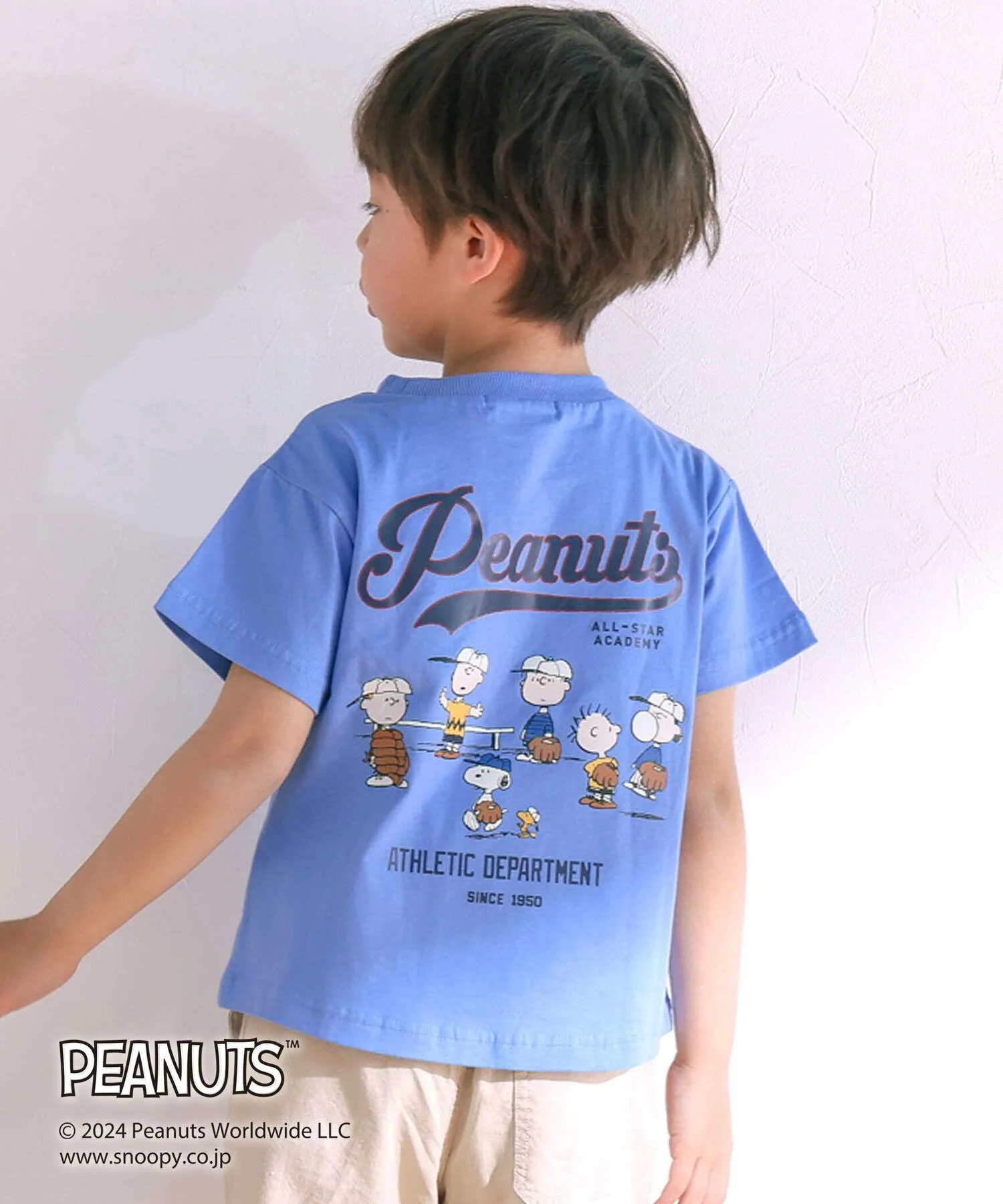 Футболка с принтом на спине с изображением персонажей мультфильма «Peanuts Friends» (80-130 см) SLAP SLIP, Blue