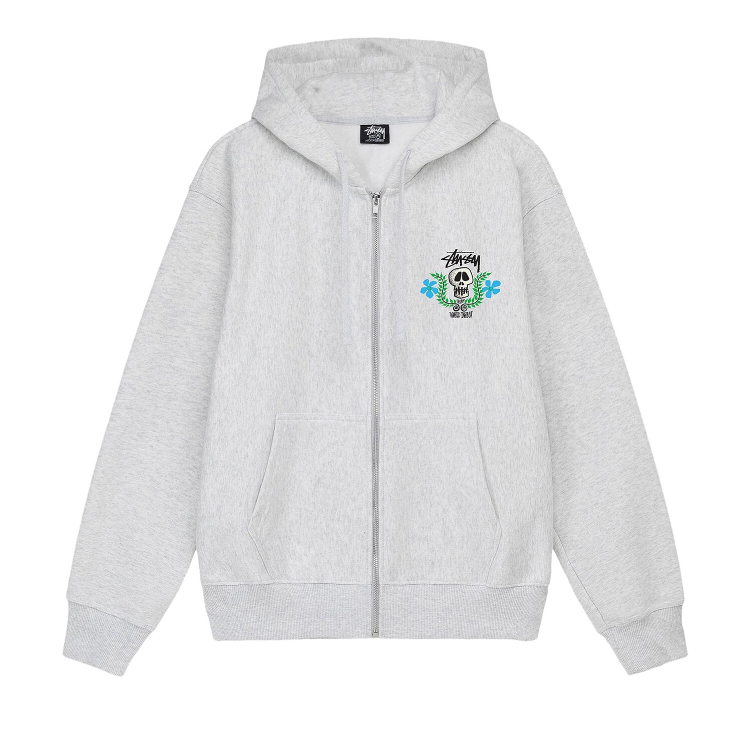 

Толстовка на молнии Stussy Skull Crest Ash Heather