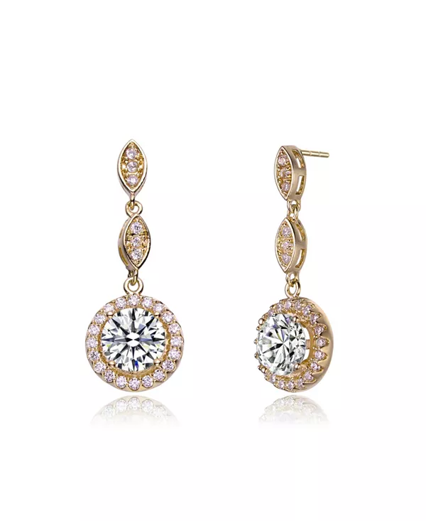 

Изящные серьги-подвески из стерлингового серебра с прозрачными кубическими цирконами Genevive, gold