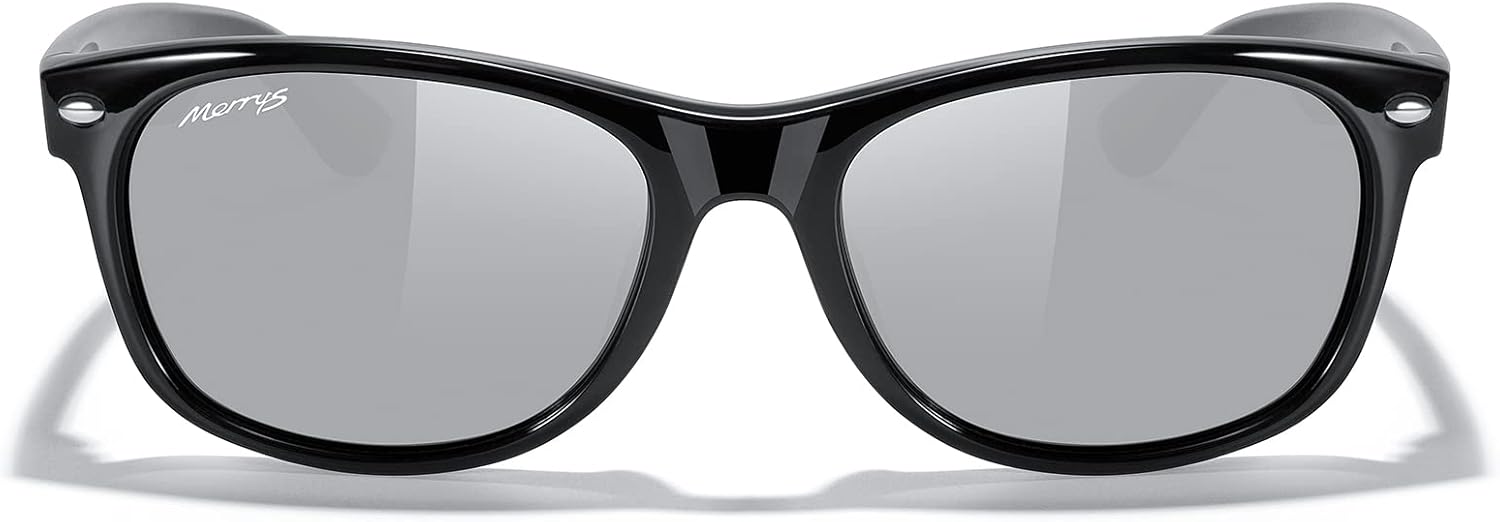 

Солнцезащитные очки MERRY'S Polarized Unisex Shades для мужчин и женщин, винтажные поляризованные солнцезащитные очки с зеркальными линзами, Black Frame/Silver Mirror Lens