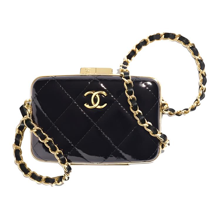 

CHANEL Черная женская сумка через плечо малого размера из овчины косметичка