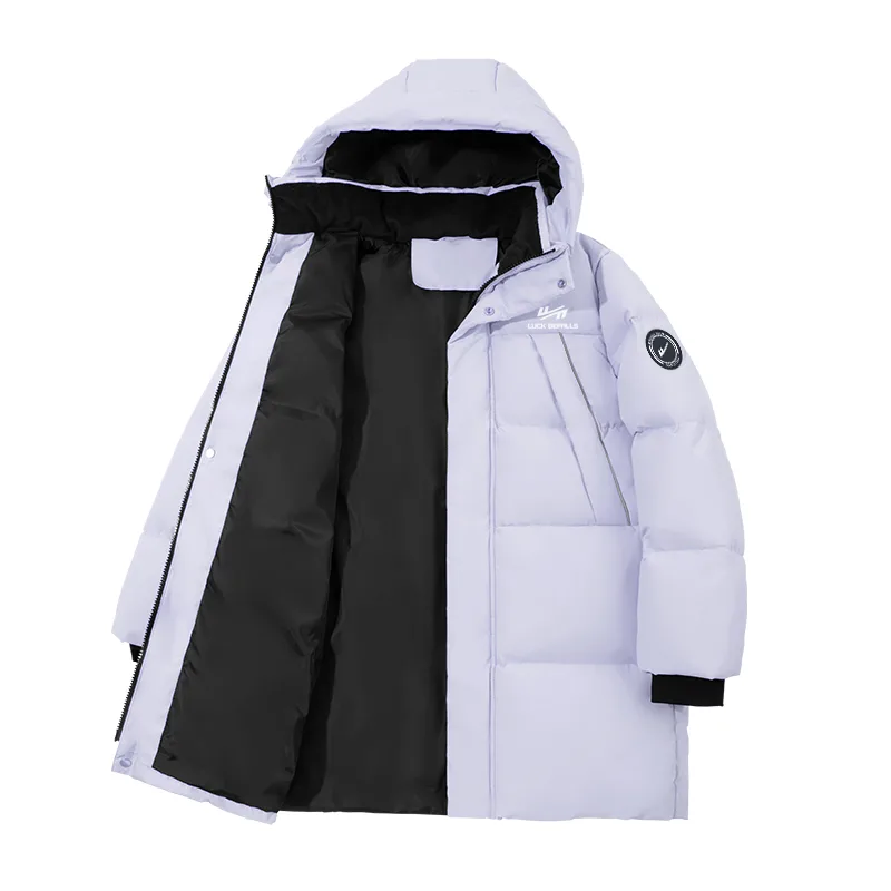 Детская пуховая куртка с капюшоном утепленная WARRIOR, Purple/H Pure White Label K+H Round Logo Left Sleeve Woven Label Hook-and-Loop K