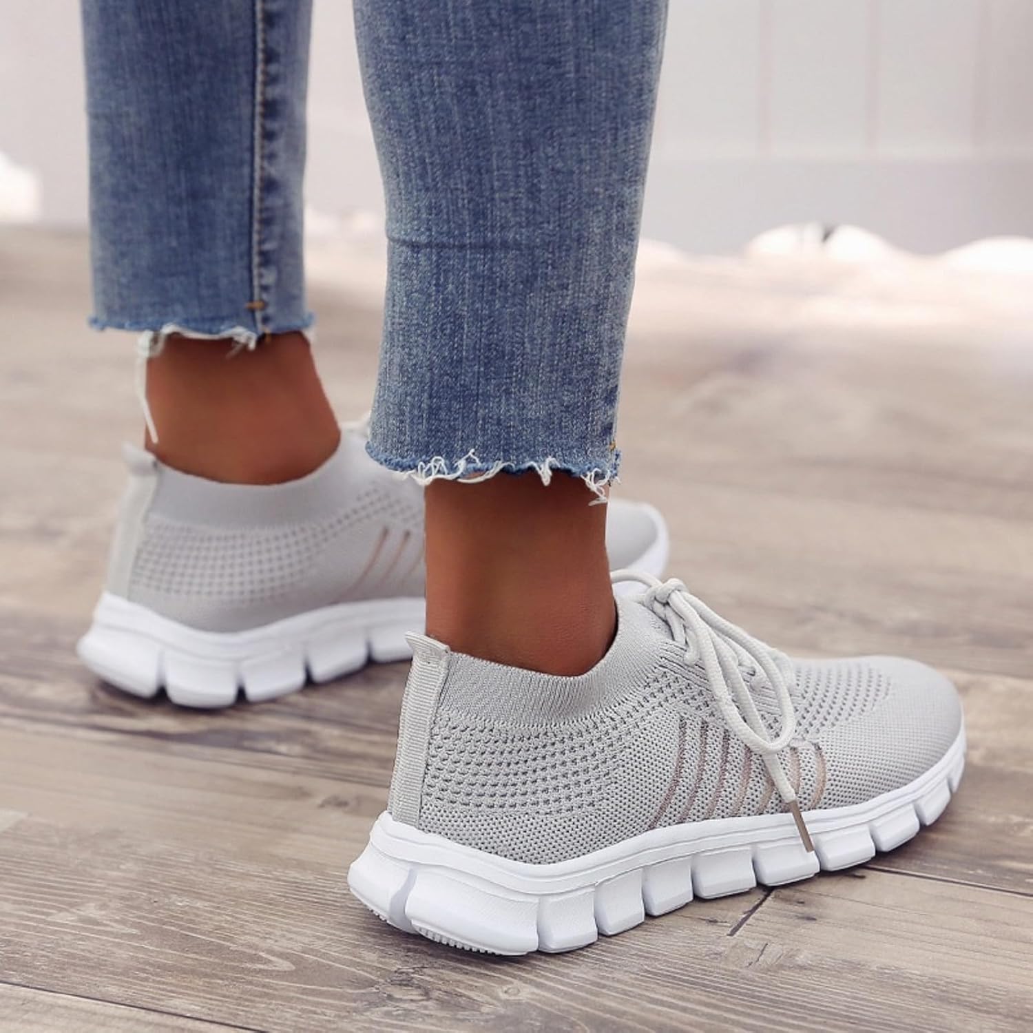 Женские беговые кроссовки fly woven с сетчатым дышащим верхом Generic, серый — фото 4