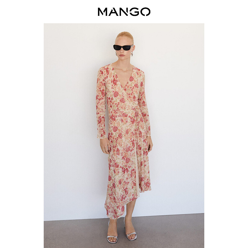 

Длинное платье Mango с цветочным принтом, светло-бежевый