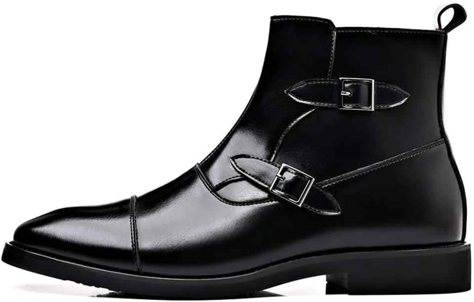 Мужские классические кожаные ботинки на боковой молнии Ботинки Chelsea Boots Chukka Slip-On с заостренным носком, модное деловое платье на низком каблуке Ботинки Chelsea Abborora, черный — фото 3