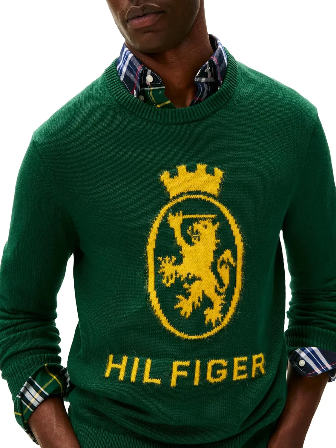 Толстовка Tommy Hilfiger мужская хлопковая с логотипом, легкая, зеленый/желтый — фото 2