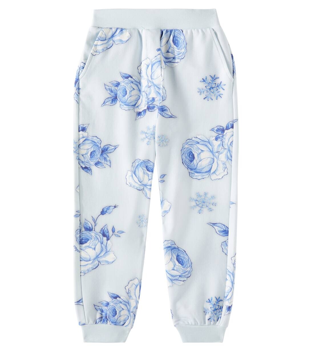 

Спортивные брюки из хлопковой смеси с цветочным принтом Monnalisa, цвет nuvola+blu navy