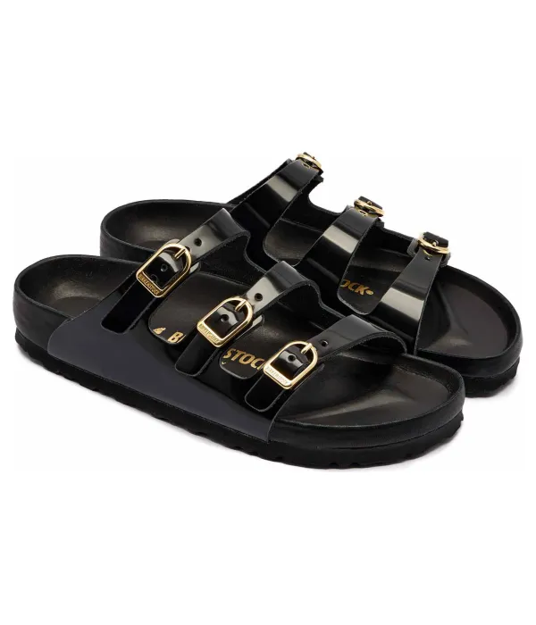 Кожаные тапочки из Флориды Narrow fit Birkenstock, черный — фото 3