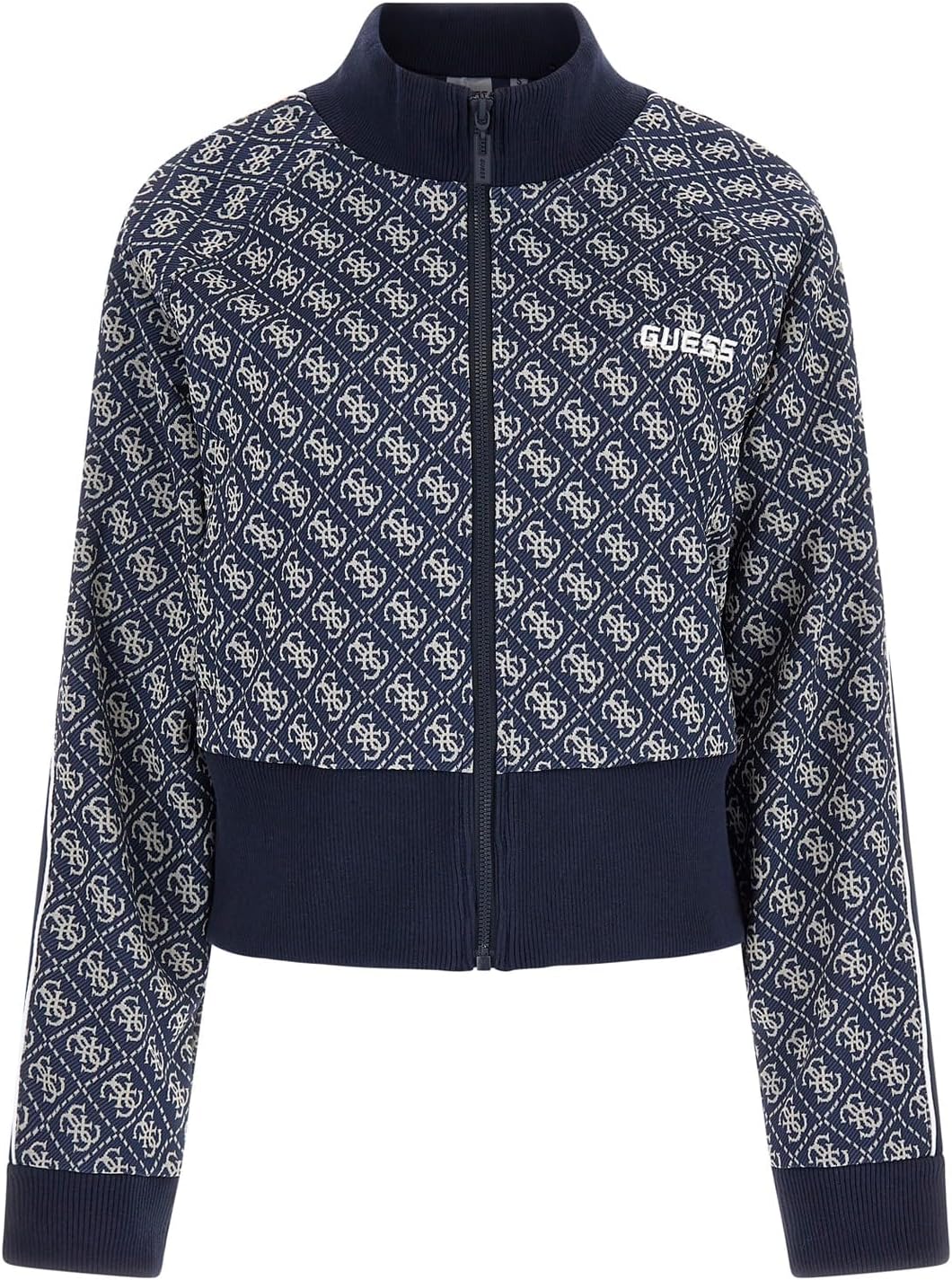 

GUESS женская Sarah 4g Logo молния на всю длину худи, 4G Rhombus Ocean Jacquard