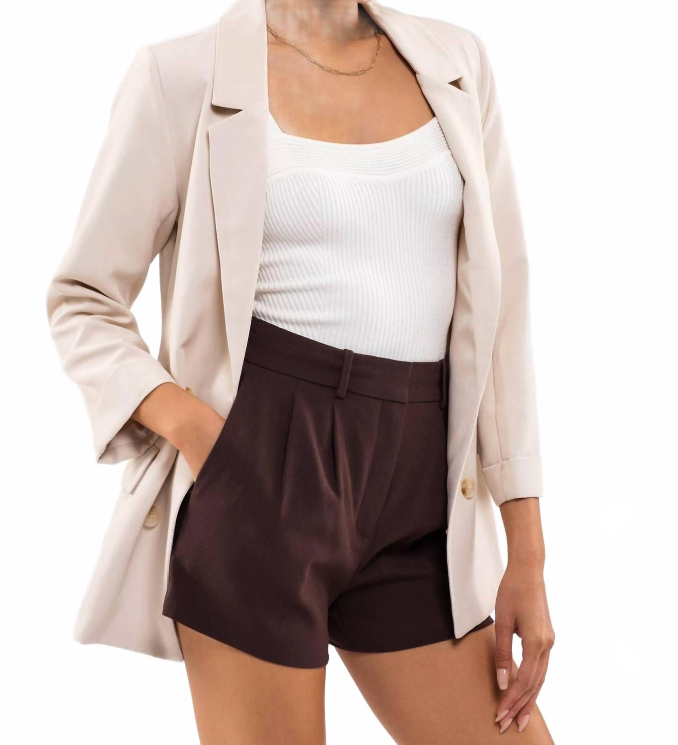 

The Workshop Studio Блейзер Karla с рукавами 3/4 и открытой спинкой, цвет овсяный