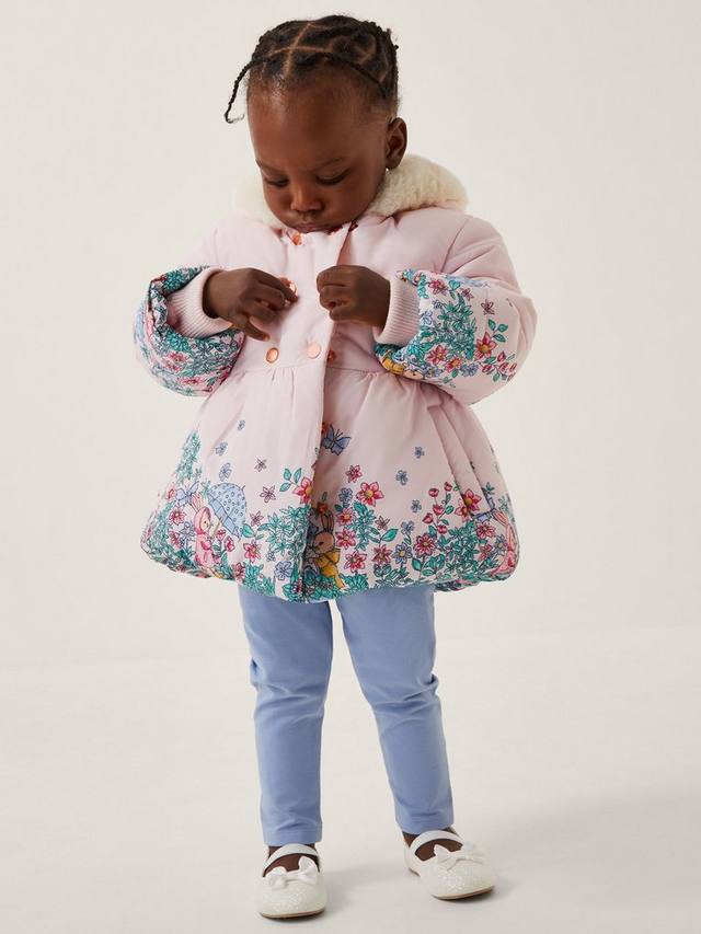 

Детское пальто Pippa с подкладкой и искусственным меховым воротником Monsoon, Pink