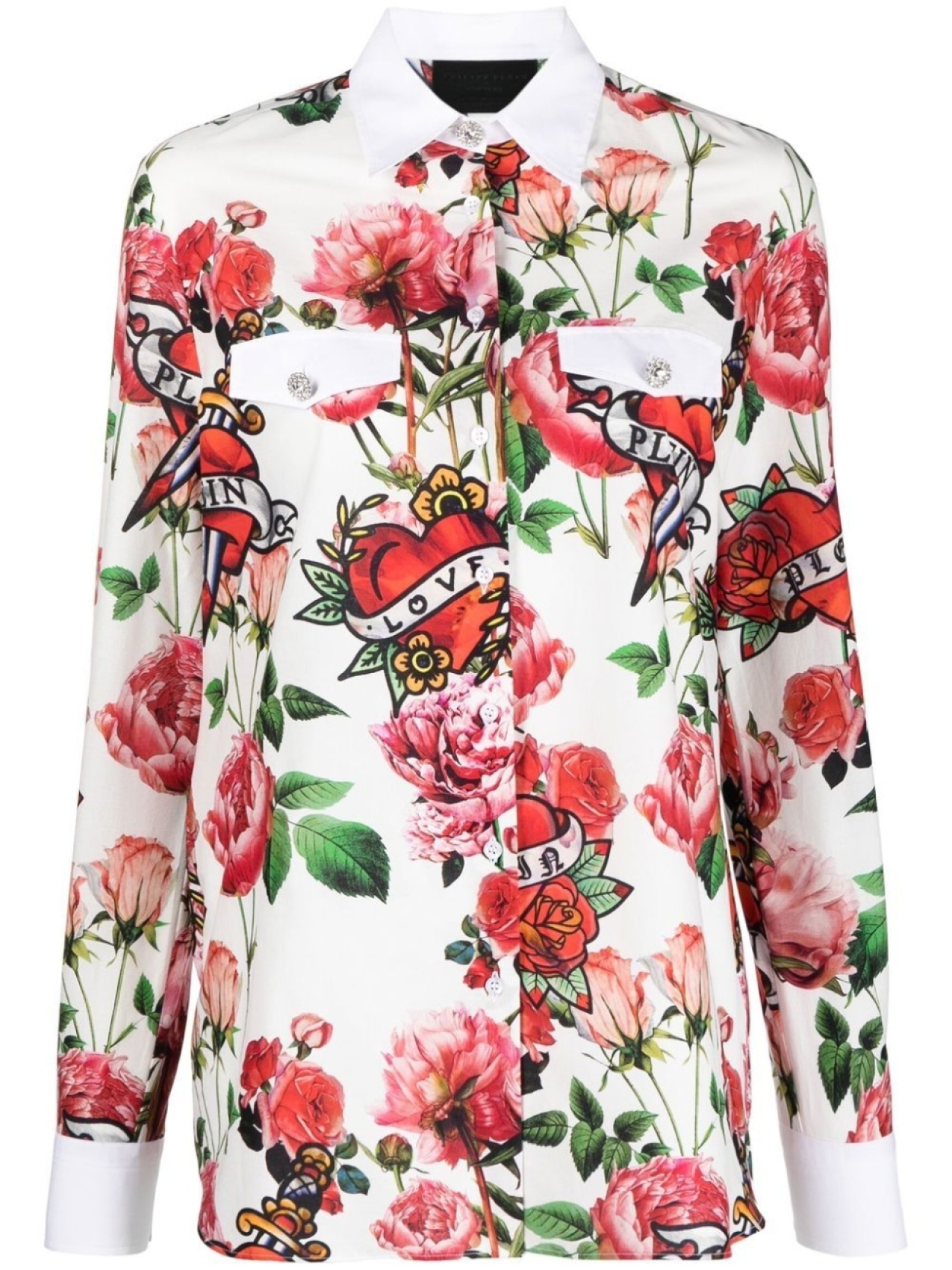 

Philipp Plein floral print shirt, белый