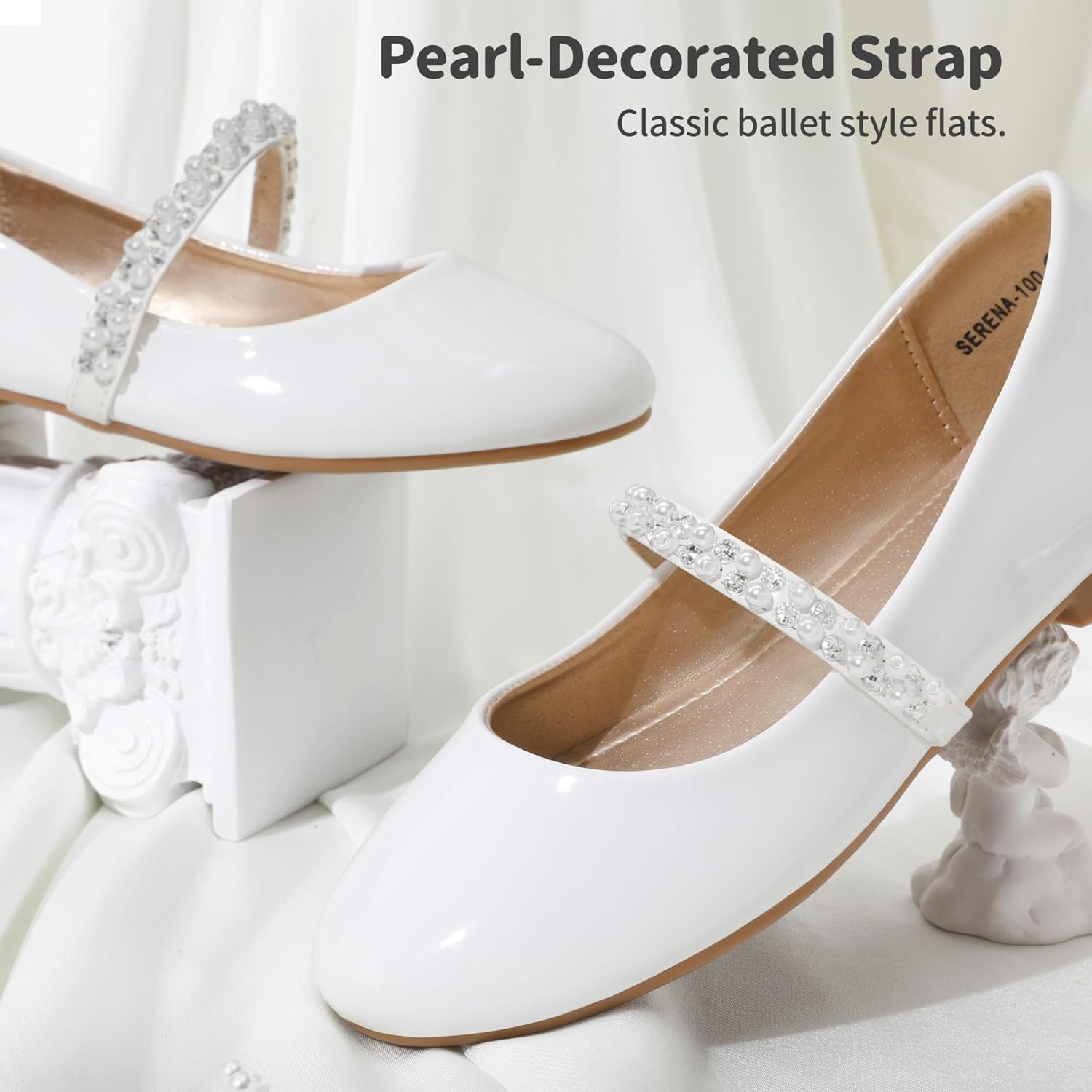 Туфли для девочек DREAM PAIRS Mary Jane Ballerina Flats для свадьбы, вечеринок (малыши/маленькие дети/старшие дети), белый — фото 3
